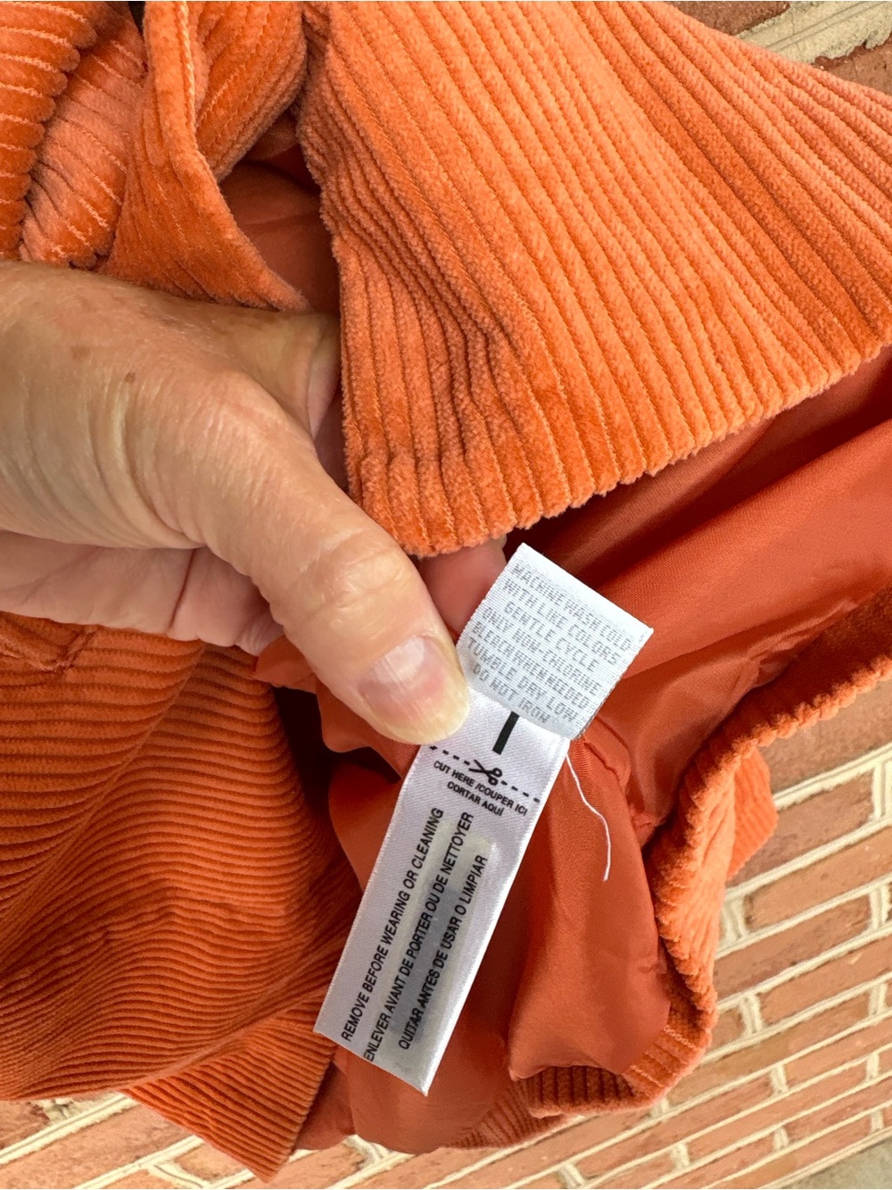 Women's Burnt Orange Wide Corduroy Button Jacket - Picture 6 of 9